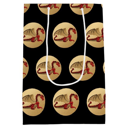 Fantastische Dragon Red en Gold v4 Medium Cadeauzakje (Achterkant)