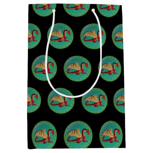 Fantastische Dragon Red en Green v11 Medium Cadeauzakje (Voorkant)