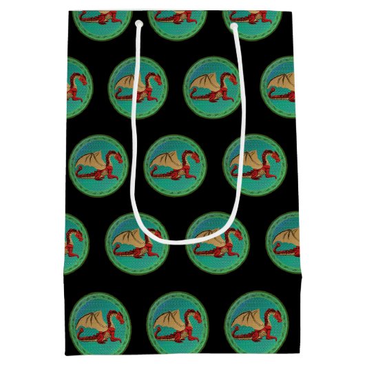 Fantastische Dragon Red en Green v11 Medium Cadeauzakje (Achterkant)