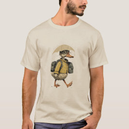 Fantastische eend die in regen Kunst loopt T-shirt