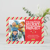 Fantastische en heldere kerstlichten en Stripes-fo Feestdagenkaart (Staand voorkant)