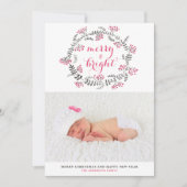 Fantastische en helderroze kerstfoto feestdagenkaart (Voorkant)