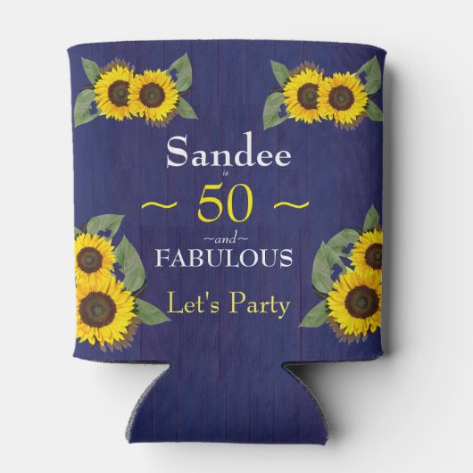 Fantastische en vijftigste verjaardag Moderne Blau Blikjeskoeler (Achterkant)