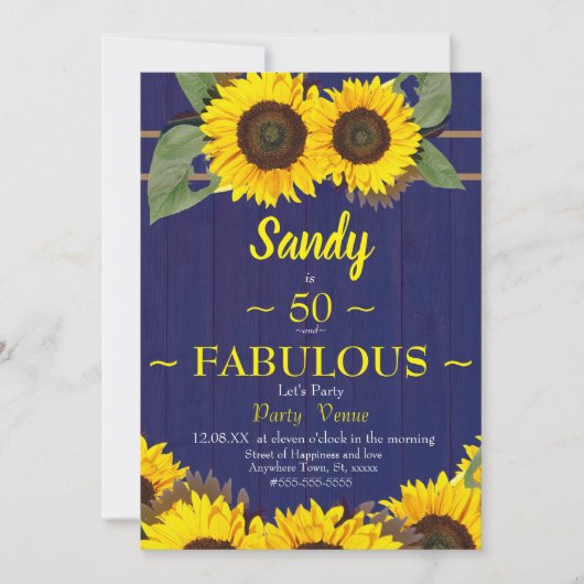 Fantastische en vijftigste verjaardag Moderne Blau Kaart (Voorkant)