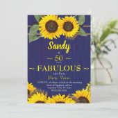 Fantastische en vijftigste verjaardag Moderne Blau Kaart (Staand voorkant)