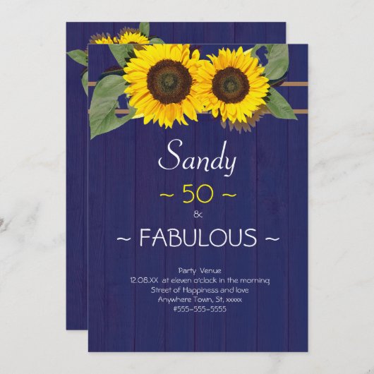 Fantastische en vijftigste verjaardag Moderne Blau Kaart (Voorkant / Achterkant)