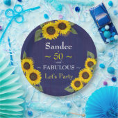 Fantastische en vijftigste verjaardag Moderne Blau Papieren Bordje (Feest)