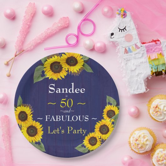 Fantastische en vijftigste verjaardag Moderne Blau Papieren Bordje (Feest)