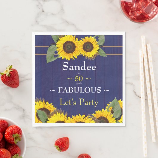 Fantastische en vijftigste verjaardag Moderne Blau Servet (Insitu)