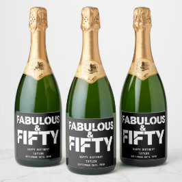 Fantastische en vijftigste verjaardag Vet Schrift  Sparkling Wijnetiket