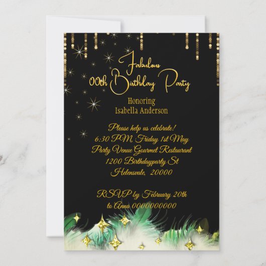 Fantastische etnische verjaardag Emerald Green Gol Kaart (Achterkant)