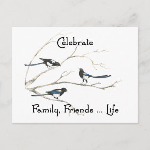 Fantastische familie, Friends Life Magpie Bird Art Briefkaart