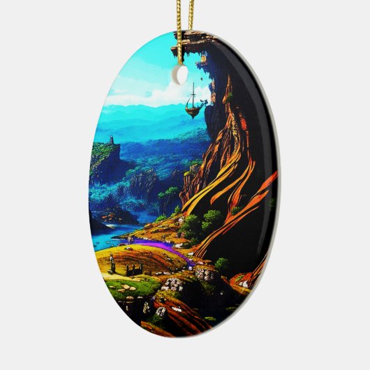 Fantastische Fantasy Landschap 914 Keramisch Ornament (Links)
