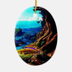 Fantastische Fantasy Landschap 914 Keramisch Ornament