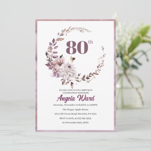 Fantastische feestdag 80e verjaardag florale glitt kaart (Staand voorkant)