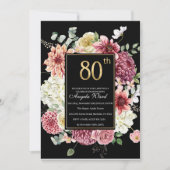 Fantastische feestdag 80e verjaardag florale glitt kaart (Voorkant)