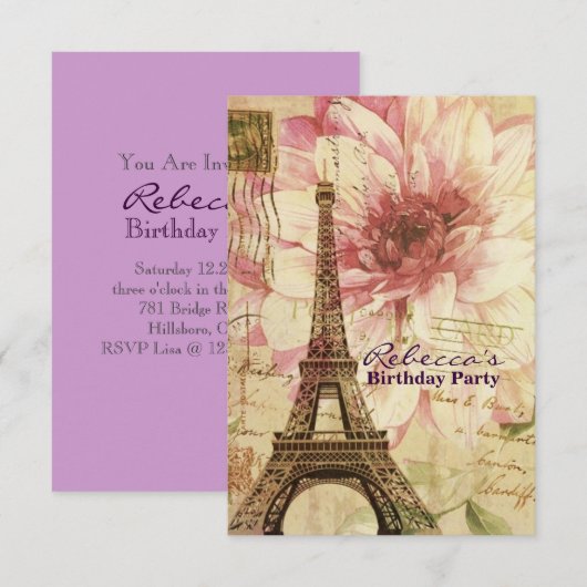 Fantastische feesten Eiffel Tower Parisian Kaart (Voorkant / Achterkant)