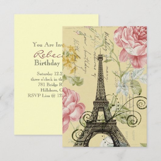 Fantastische feesten Eiffel Tower Parisian Kaart (Voorkant / Achterkant)