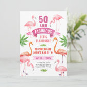 Fantastische flamingo uitnodiging, Tropische flami Kaart (Staand voorkant)