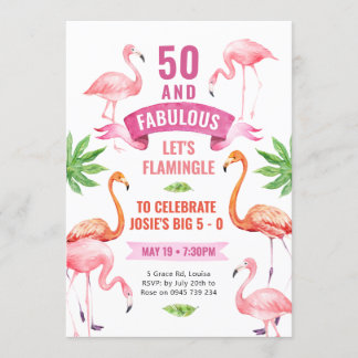 Fantastische flamingo uitnodiging, Tropische flami Kaart