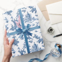  Fantastische fonteinen en bomen in toile-Blue Cadeaupapier
