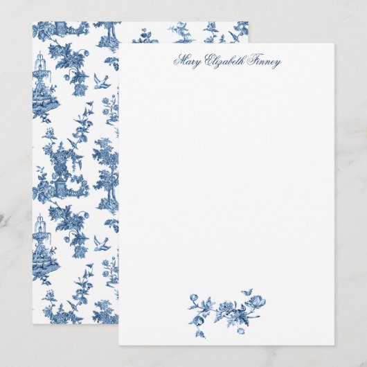  Fantastische fonteinen en bomen in toile-Blue Notitiekaartje (Voorkant / Achterkant)