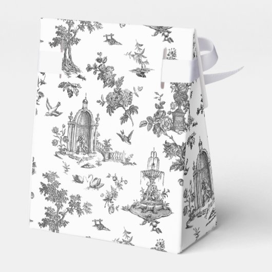 Fantastische fonteinen en bomen toile-B & W Bedankdoosjes (Achterkant)