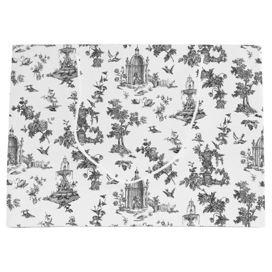 Fantastische fonteinen en bomen toile-B & W Groot Cadeauzakje (Voorkant)