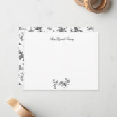 Fantastische fonteinen en bomen toile-B & W Notitiekaartje (Voorkant / Achterkant in situ)