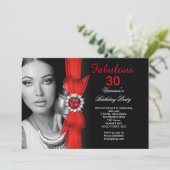 Fantastische foto van Birthday Party Deep Red Blac Kaart (Staand voorkant)