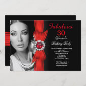 Fantastische foto van Birthday Party Deep Red Blac Kaart (Voorkant / Achterkant)