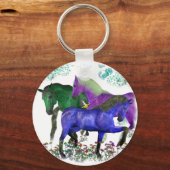 Fantastische gekleurde paarden in het grafisch ont sleutelhanger (Voorkant)
