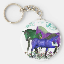 Fantastische gekleurde paarden in het grafisch ont sleutelhanger