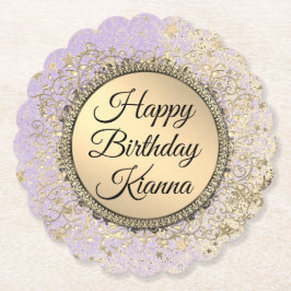 Fantastische Glittery Starry Lavender Birthday Kartonnen Onderzetters