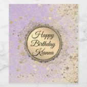 Fantastische Glittery Starry Lavender Birthday Wijn Etiket (Enkel label)