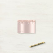 Fantastische goudglitterschijven met elegant Roos Post-it® Notes (Op bureau)