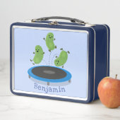 Fantastische groene bonen op trampoline-cartoon (In situ)