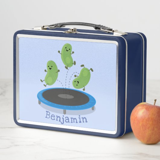 Fantastische groene bonen op trampoline-cartoon (In situ)