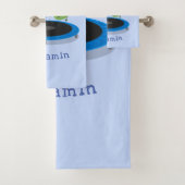 Fantastische groene bonen op trampoline-cartoon bad handdoek (Insitu)