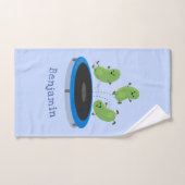 Fantastische groene bonen op trampoline-cartoon bad handdoek (Handdoek)
