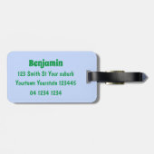 Fantastische groene bonen op trampoline-cartoon bagagelabel (Achterkant horizontaal)