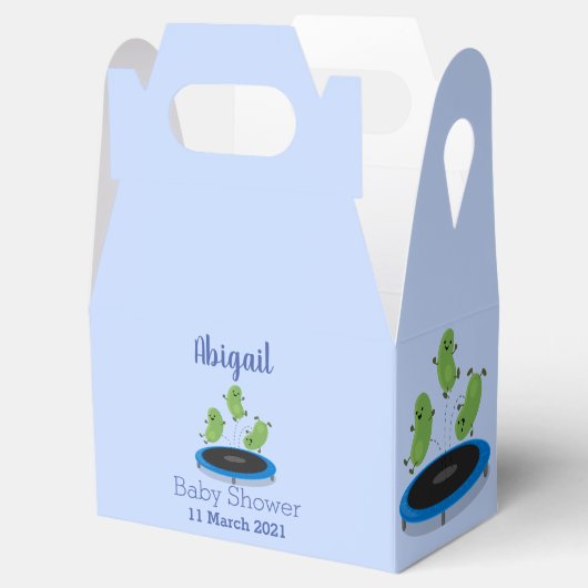 Fantastische groene bonen op trampoline-cartoon bedankdoosjes (Geopend)