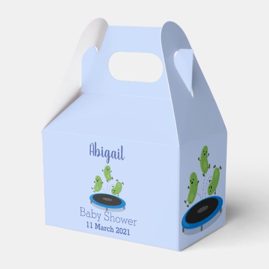 Fantastische groene bonen op trampoline-cartoon bedankdoosjes (Voorkant Zijde)