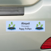 Fantastische groene bonen op trampoline-cartoon bumpersticker (Op auto)