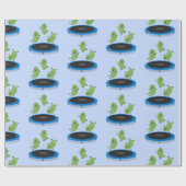 Fantastische groene bonen op trampoline-cartoon cadeaupapier (Vlak)