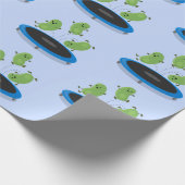 Fantastische groene bonen op trampoline-cartoon cadeaupapier (Hoek)