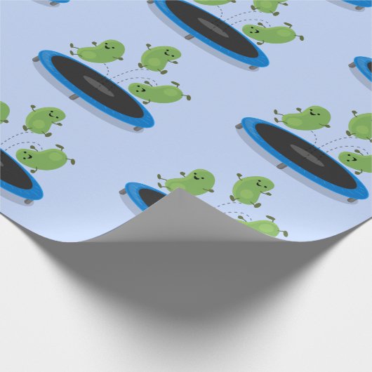Fantastische groene bonen op trampoline-cartoon cadeaupapier (Hoek)