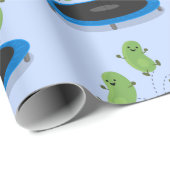 Fantastische groene bonen op trampoline-cartoon cadeaupapier (Rol Hoek)