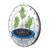 Fantastische groene bonen op trampoline-cartoon dartbord (Voorkant Rechts)