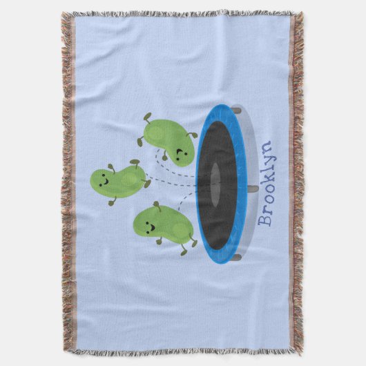 Fantastische groene bonen op trampoline-cartoon deken (Voorkant Verticaal)